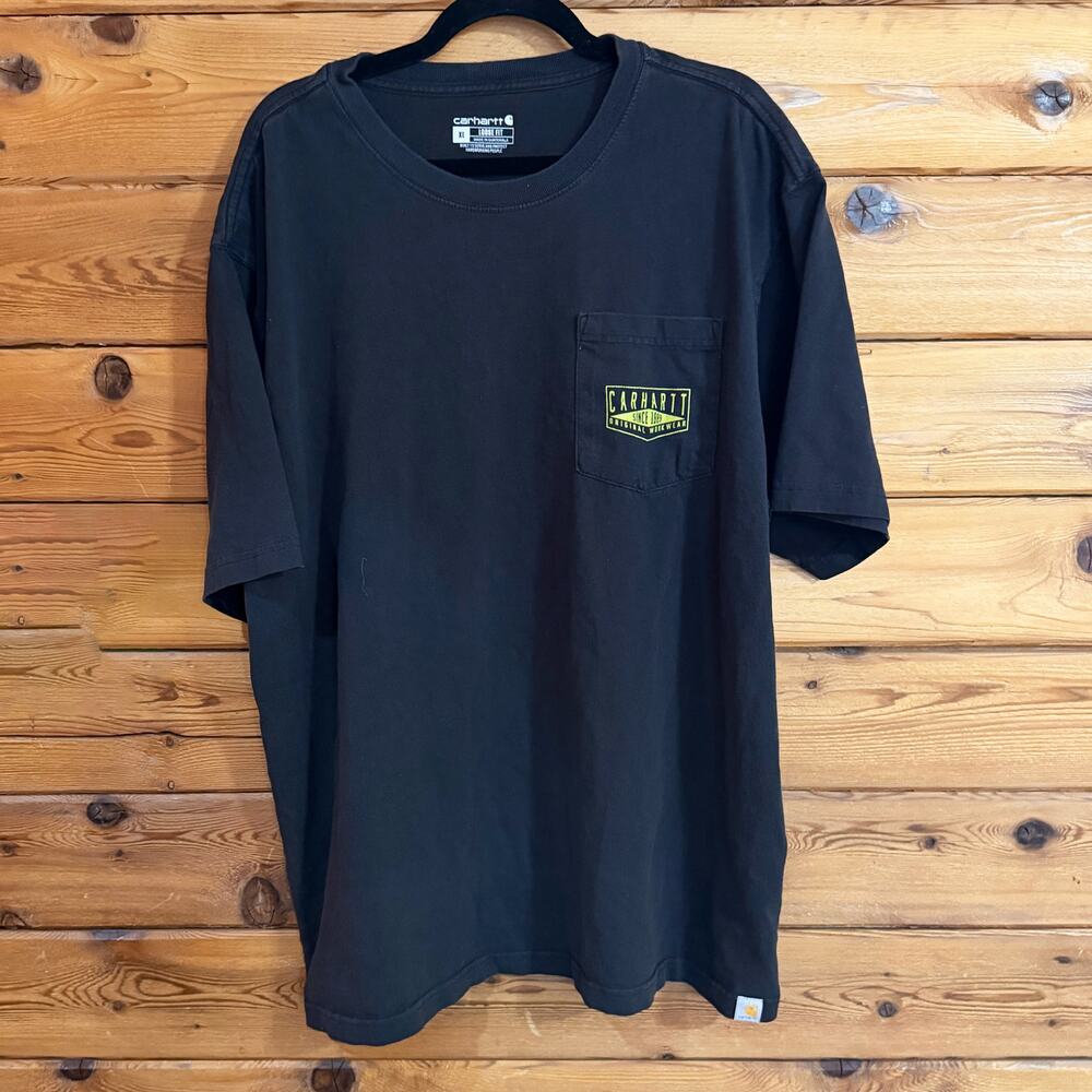 Carhartt Pocket T Shirt Men’s XL Black Workwear Chore Utility Loose Fit